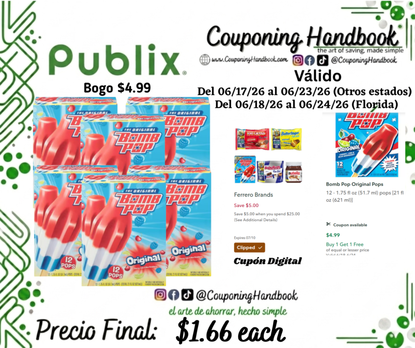 Bomb Pop Original Pops por $1.66