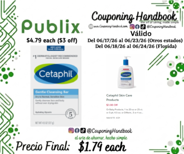 Cetaphil Gentle Cleansing Bar 4.5 oz por $1.79