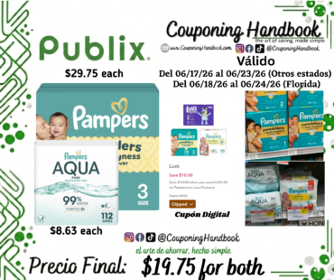 Pampers Swaddlers Diapers y Pampers AquaPure Baby Wipes 112 Count por $19.75