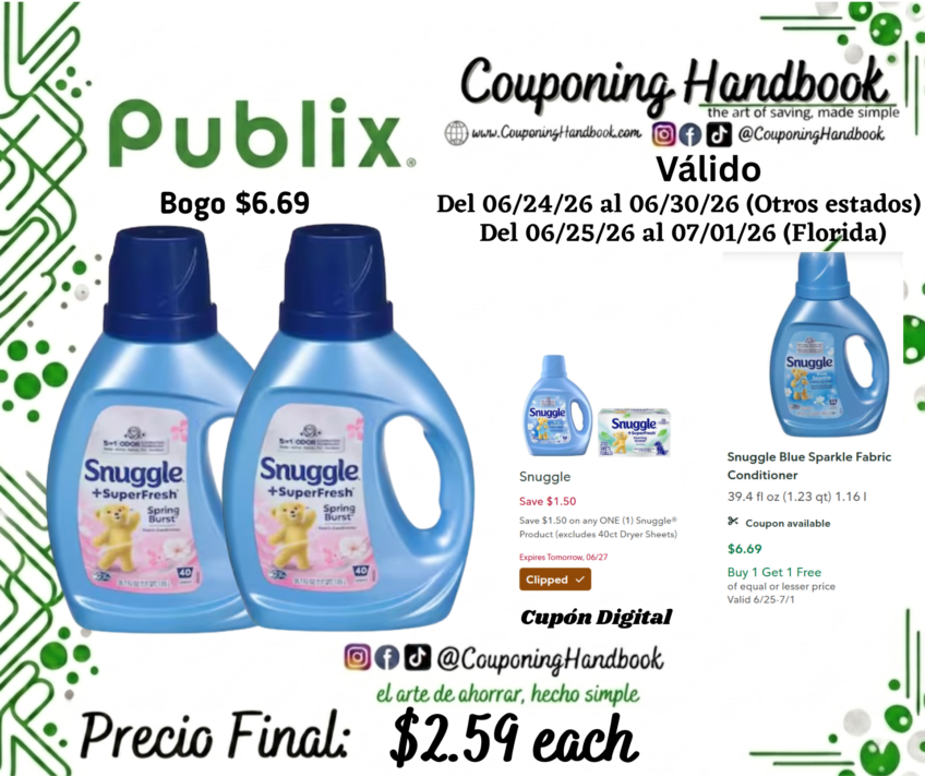 Snuggle +SuperFresh Spring Burst Fabric Conditioner 35.7 fl por $2.59
