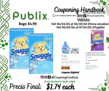 Snuggle Blue Sparkle 80 Dryer Sheets por $1.74
