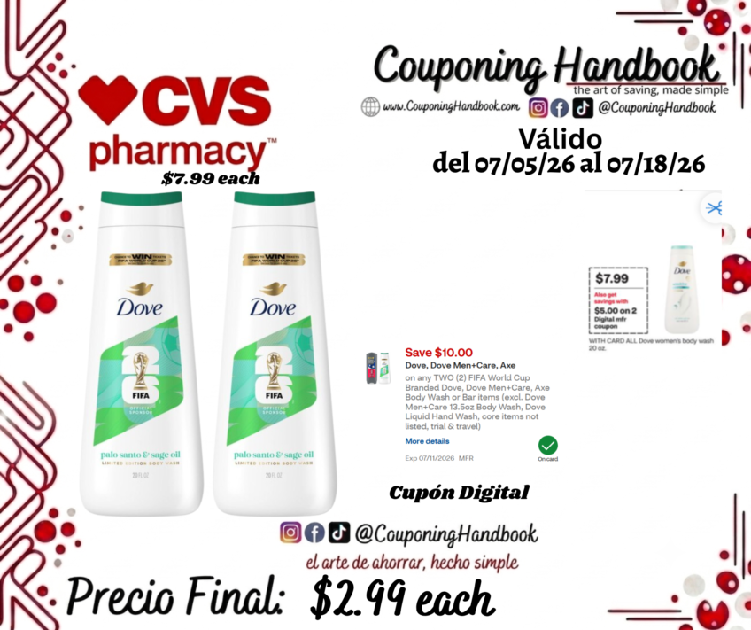 Dove Body Wash, Pablo Santo & Sage, 20 OZ por $2.99