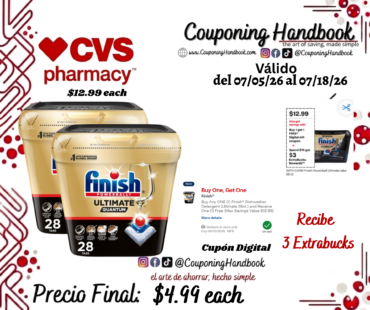 Finish Ultimate Dishwasher Detergent Tabs, 28 ct por $4.99