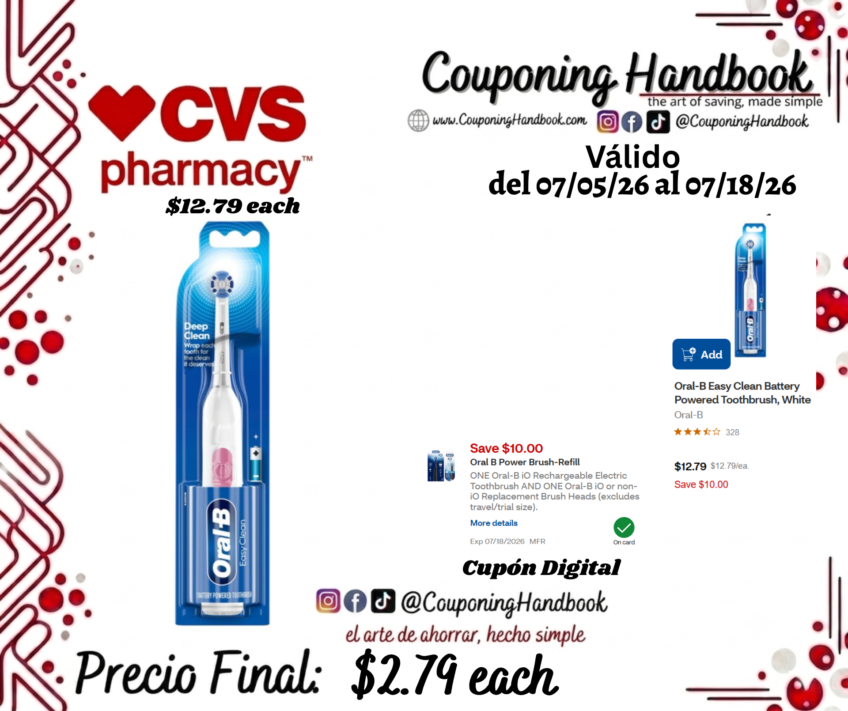 Oral-B Easy Clean Battery Powered Toothbrush, White por $2.79