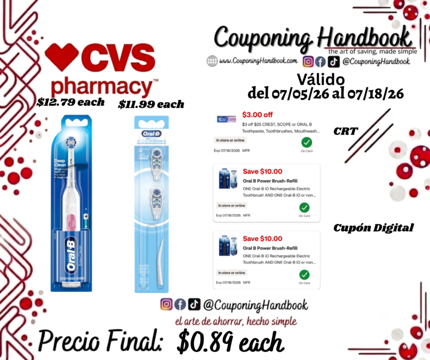 Productos Oral B por $0.89