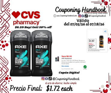 AXE 48-Hour Deodorant Stick, Apollo, 3 OZ por $1.72