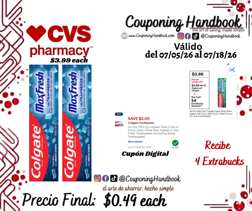 Colgate Max Fresh Toothpaste with Mini Breath Strips, Cool Mint, 1 Pack por $0.49