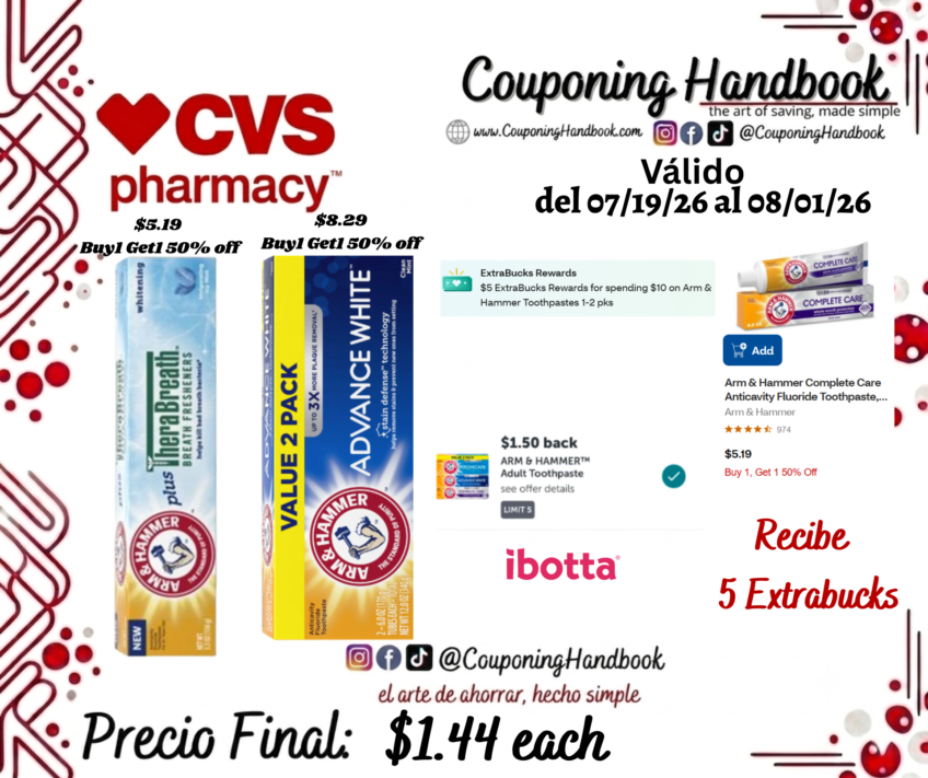 Productos Arm & Hammer Whitening Toothpaste por $1.44