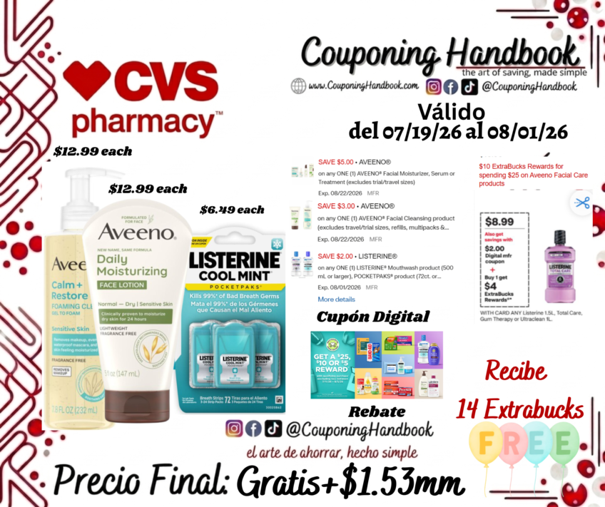 02 Productos Aveeno y Listerine Gratis