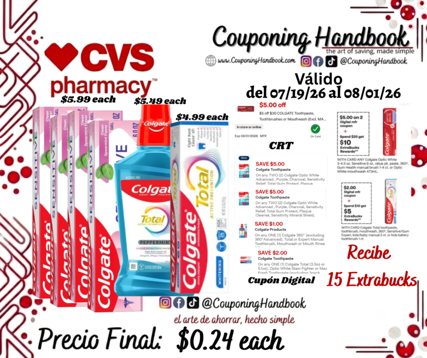 Productos Colgate por $0.24