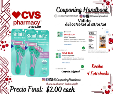 Skintimate Sensitive Skin 4-Blade Disposable Razors, 4 CT por $2.00