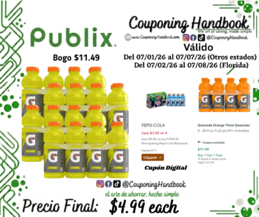 Gatorade Thirst Quencher 8 – 20 fl oz por $4.99