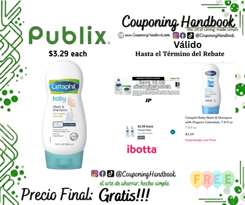Cetaphil Baby Wash & Shampoo with Organic Calendula, 7.8 fl oz Gratis