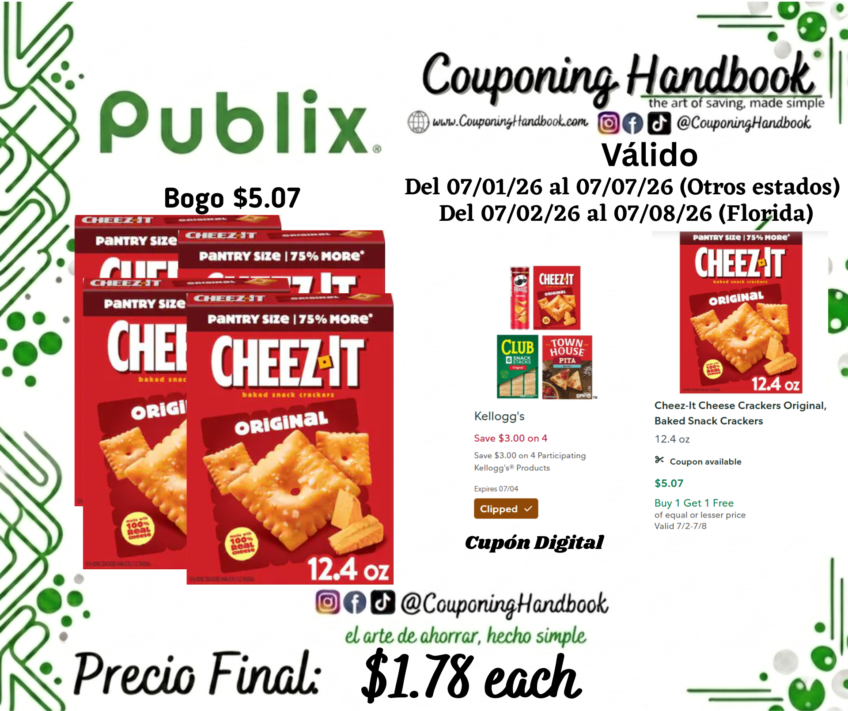 Cheez-It Cheese Crackers Original, Baked Snack Crackers 12.4 oz por $1.78