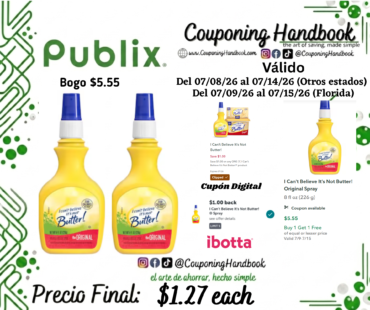 I Can’t Believe It’s Not Butter! Original Spray 8 fl oz por $1.27