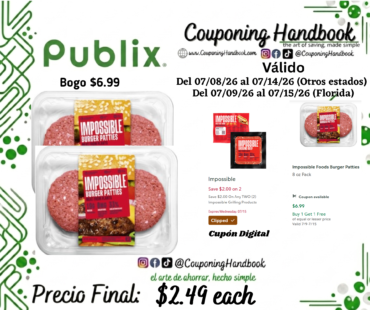 Impossible Foods Burger Patties 8 oz Pack por $2.49