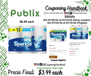Sparkle Tear-A-Square White 2-Ply Double Rolls Paper Towels 6 rolls por $3.99
