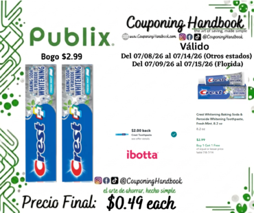 Crest Whitening Baking Soda & Peroxide Whitening Toothpaste, Fresh Mint, 8.2 oz por $0.49