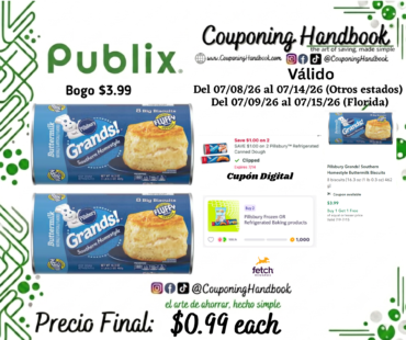 Pillsbury Grands! Southern Homestyle Buttermilk Biscuits 8 biscuits por $0.99