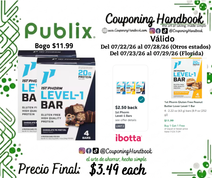 1st Phorm Gluten Free Chocolate PB Pretzel Level-1 Bar por $3.49