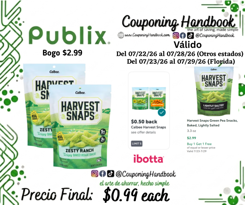 Harvest Snaps Crispy Baked Zesty Ranch Veggie Snacks por $0.99