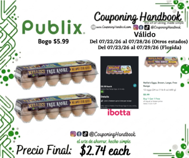 Nellie’s Eggs, Brown, Large, Free Range 12 eggs por $2.74
