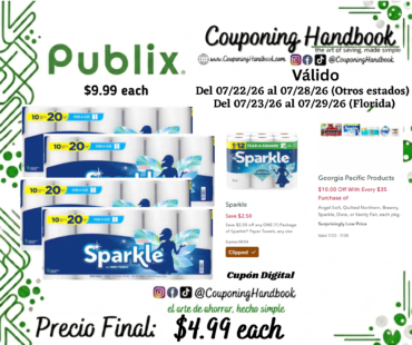 Sparkle Paper Towels, Pick-A-Size, Double Rolls, 2-Ply 10 rolls por $4.99