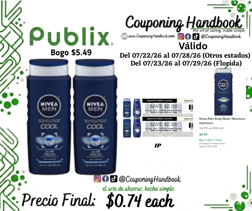 Nivea Men Body Wash por $0.74