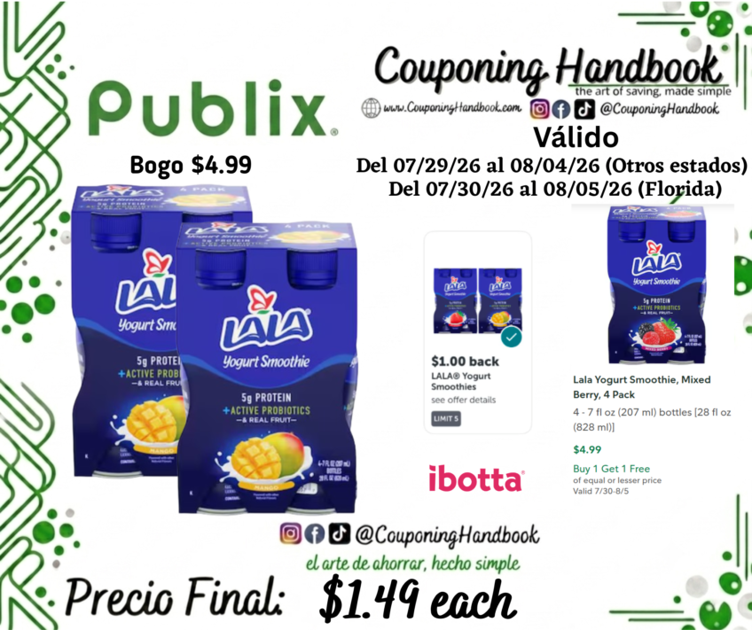 Lala Yogurt Smoothies 4 Pack por $1.49