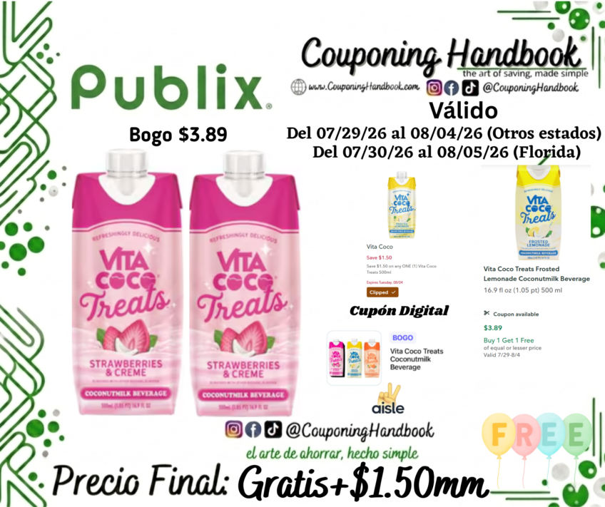 Vita Coco Vita Coco Treats Strawberries and Creme Coconutmilk Beverage 16.9 fl oz Gratis