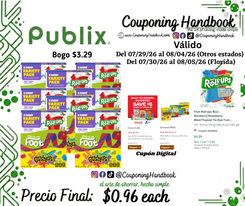 General Mills Fruit Flavored Snacks Variety Pack 8 count por $0.96