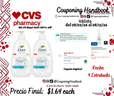Dove Care Hand Wash por $1.64