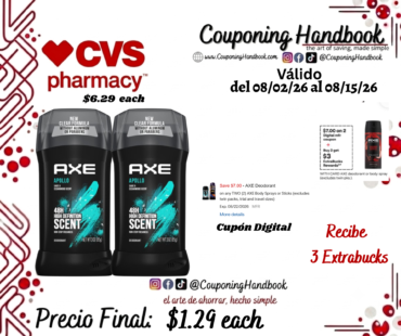 AXE 48-Hour Anti Antiperspirant & Deodorant Stick 2.7 OZ por $1.29