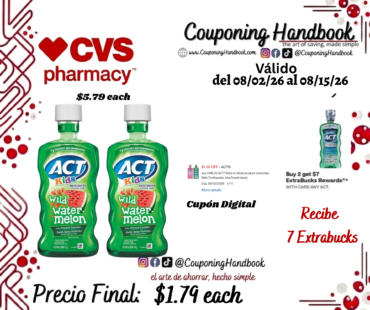 ACT Kids Anticavity Fluoride Rinse, Watermelon, 16.9 OZ por $1.79