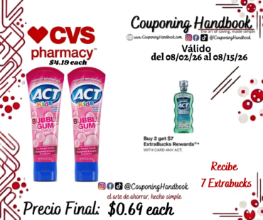 ACT Kids Anticavity Fluoride Toothpaste, Bubble Gum Blowout por $0.69