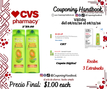 Garnier fructis shampoo/conditioner por $1.00