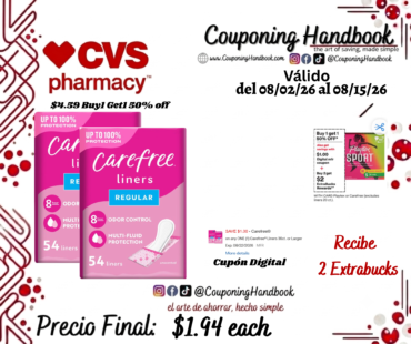 Carefree Acti-Fresh Panty Liners To Go, Unscented, Regular, 54 CT por $1.94