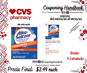 Alka-Seltzer Hangover Relief Effervescent Tablets, Orange Fizz, 20 CT por $2.49