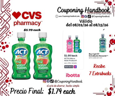ACT Kids Anticavity Fluoride Rinse, Watermelon, 16.9 OZ por $1.79