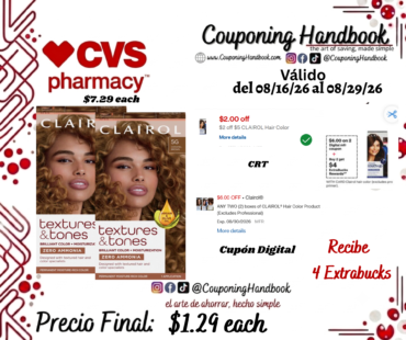 Clairol Textures & Tones Permanent Hair Dye por $1.29