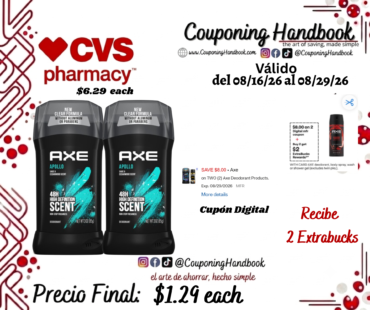 AXE 48-Hour Anti Antiperspirant & Deodorant Stick 2.7 OZ por $1.29