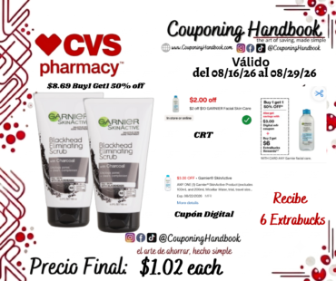 Garnier SkinActive Charcoal Blackhead Acne Treatment Scrub, 5 OZ por $1.02