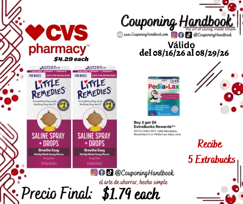Little Remedies Saline Spray and Drops, Safe for Newborns, 0.5 Ounces por $1.79