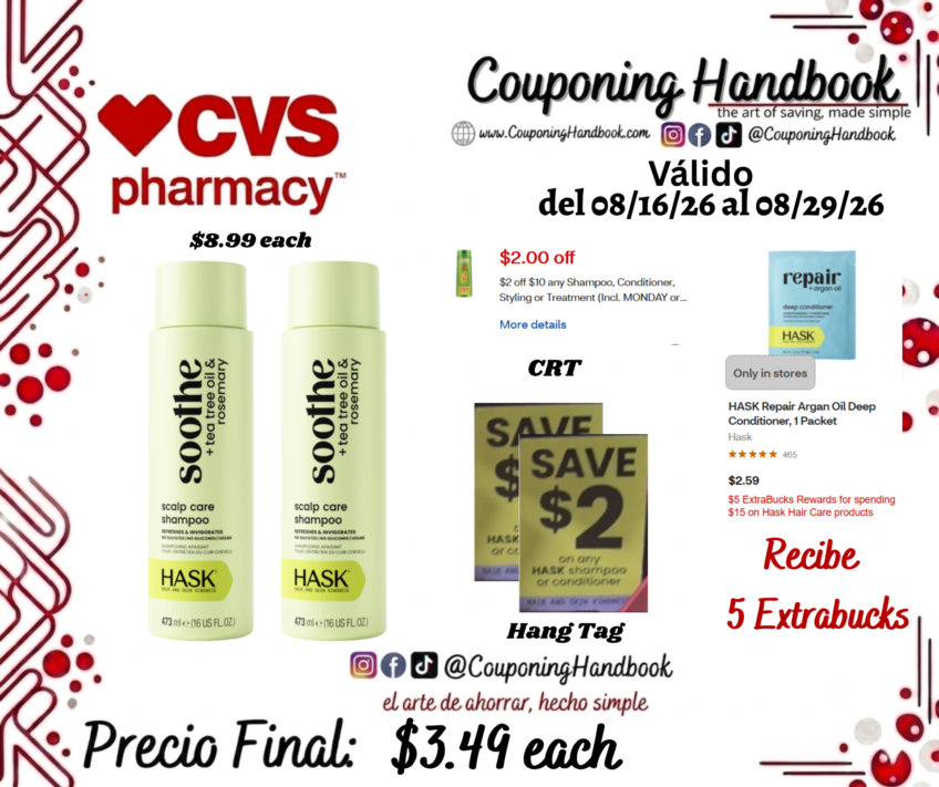 HASK Shampoo/Conditioner 16 OZ por $3.49