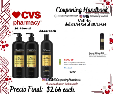 TRESemme Rich Moisture Shampoo/Conditioner por $2.66
