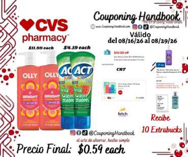 Olly Mood + Skin Body Wash y/o ACT kids Toothpaste por $0.59