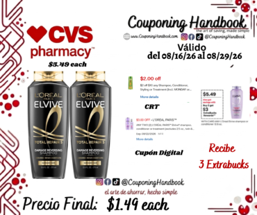 L’Oreal Paris Elvive Shampoo/conditioner 12.6 OZ por $1.49