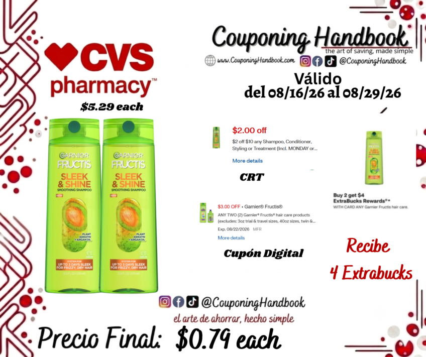 Garnier fructis shampoo/conditioner por $0.79