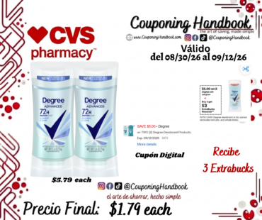 Degree 72-Hour Motionsense Antiperspirant & Deodorant Stick 2.6 OZ por $1.79