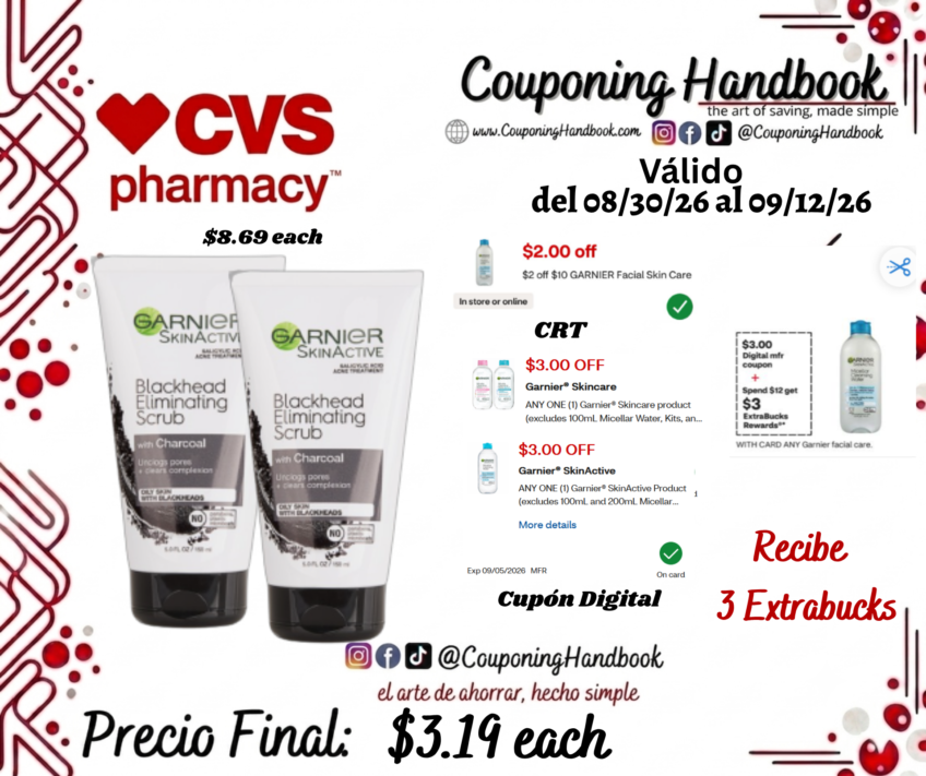 Garnier SkinActive Charcoal Blackhead Acne Treatment Scrub, 5 OZ por $3.19